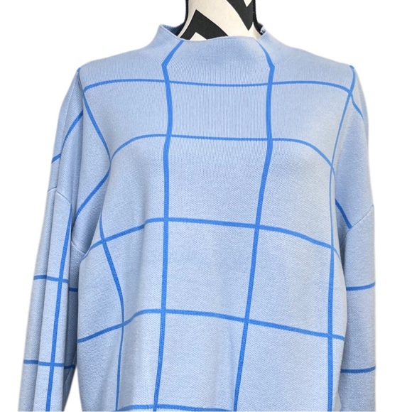 Loft Windowpane Sz XL Minimalist Mock Neck Tunic Sweater - Picture 4 of 12
